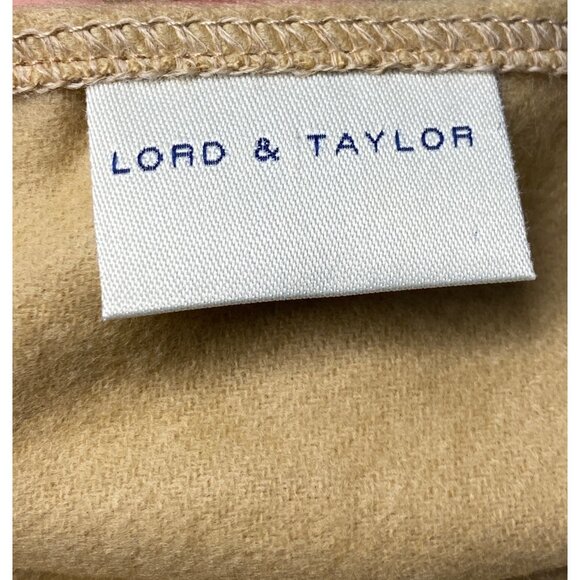 Lord & Taylor beige tan camel Acrylic Fringe Shawl Wrap poncho soft! OS - Picture 4 of 7